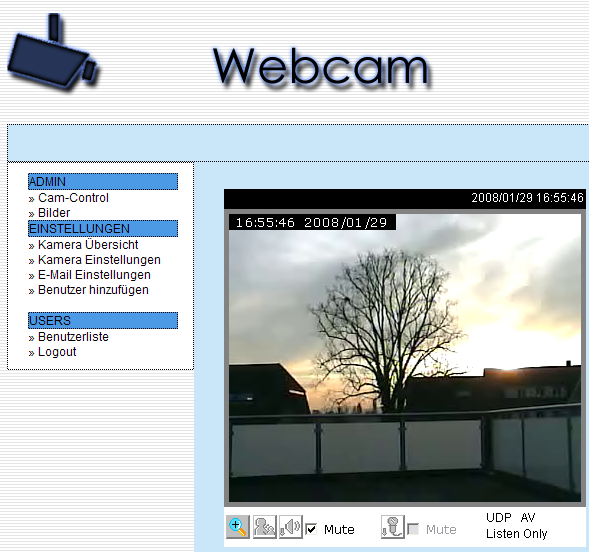 Webinterface Webcam